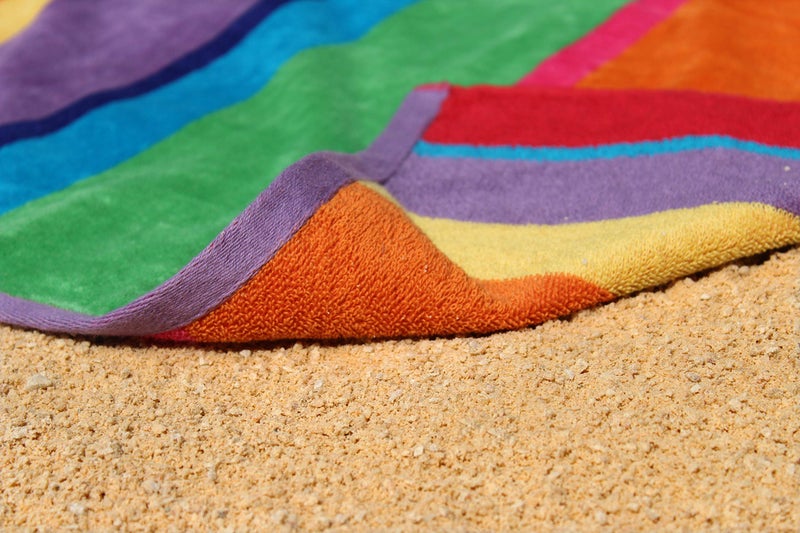 COTTON CRAFT Summer of Siam Extra Wide Beach Towel for Two - 58x68 - Pure Cotton - Double Woven Jacquard Thick Plush Super Soft Luxurious Velour Pile - Pool Picnic Bath - 450 GSM - Multi Color Stripe - Image 5